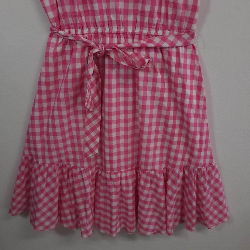 Talbots Gingham Flutter Sleeve Dress 16P Pink White Ruffle Tiered Midi NEW - Picture 9 of 13